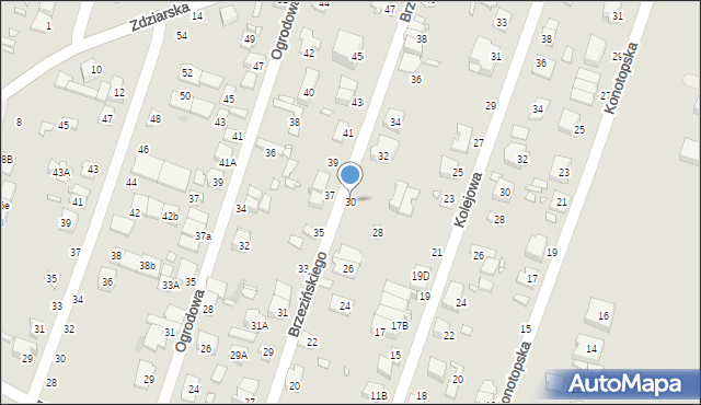 Pruszków, Brzezińskiego Franciszka, 30, mapa Pruszków