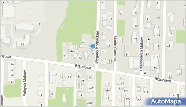 Pruszków, Brzozowa, 44, mapa Pruszków