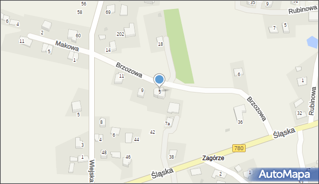 Przeginia Duchowna, Brzozowa, 5, mapa Przeginia Duchowna