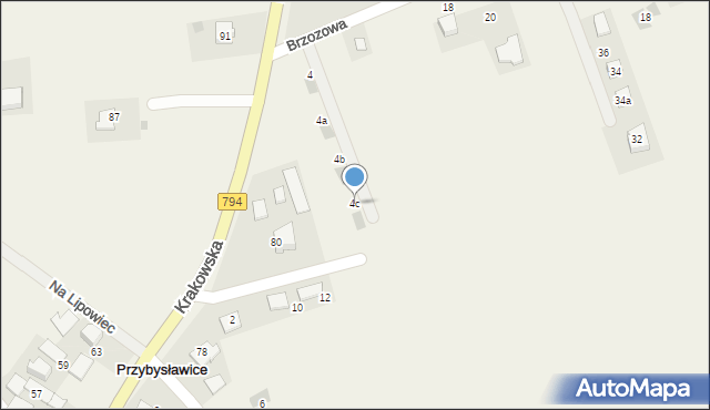 Przybysławice, Brzozowa, 4c, mapa Przybysławice