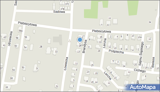 Pszczyna, Brandysa Jana, ks. gen., 15, mapa Pszczyny