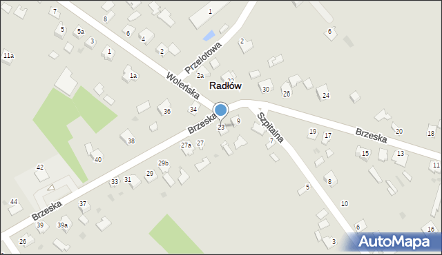 Radłów, Brzeska, 23, mapa Radłów