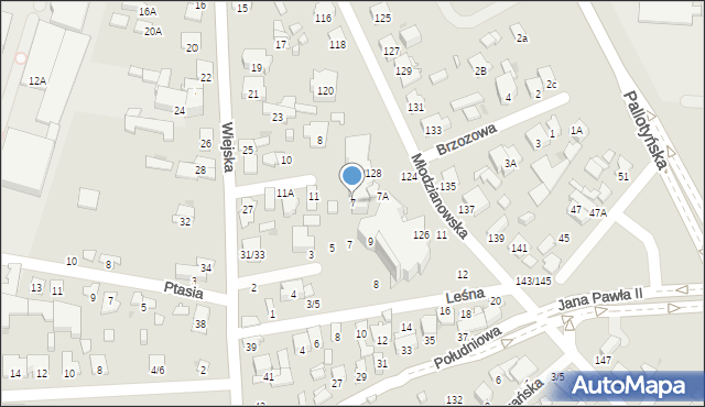 Radom, Brzozowa, 7, mapa Radomia