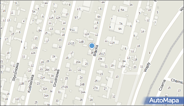 Radom, Bracka, 16, mapa Radomia