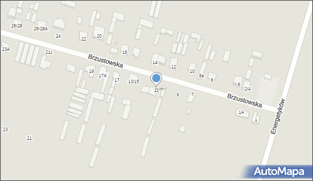 Radom, Brzustowska, 11, mapa Radomia