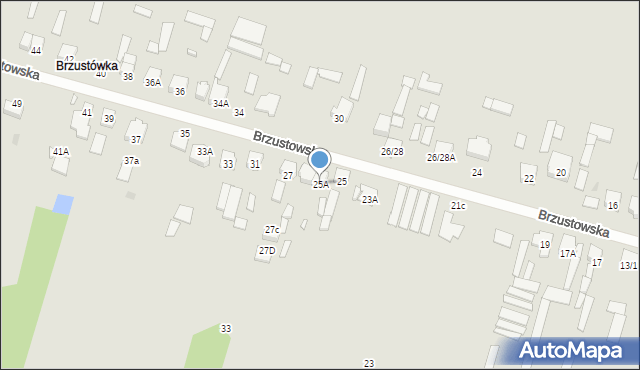 Radom, Brzustowska, 25A, mapa Radomia