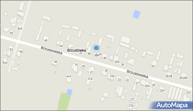 Radom, Brzustowska, 36A, mapa Radomia