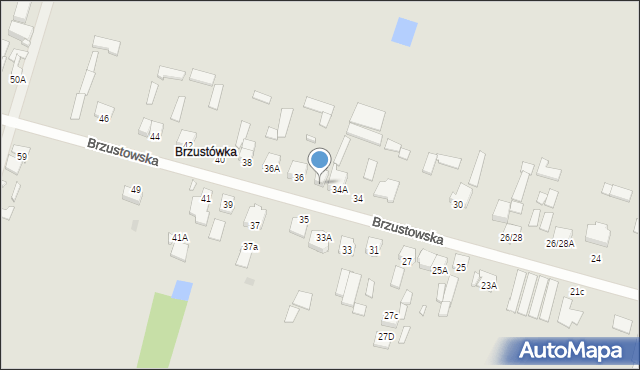 Radom, Brzustowska, 36B, mapa Radomia