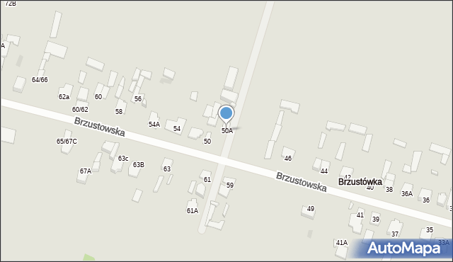 Radom, Brzustowska, 50A, mapa Radomia
