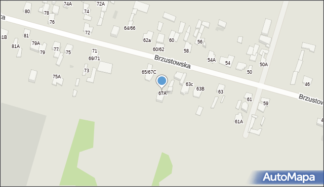 Radom, Brzustowska, 67A, mapa Radomia