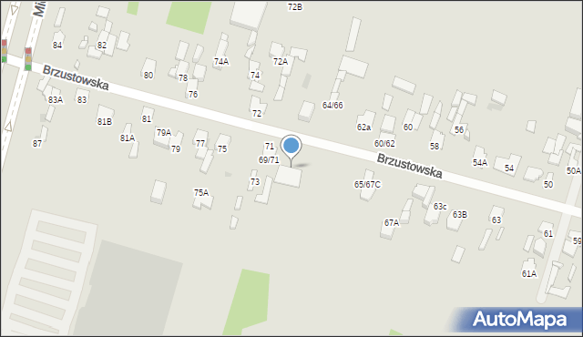 Radom, Brzustowska, 71A, mapa Radomia