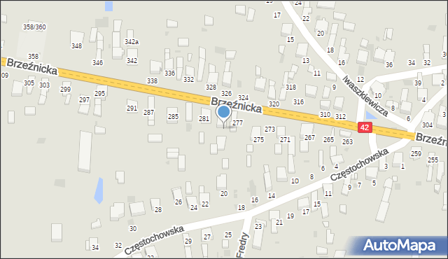 Radomsko, Brzeźnicka, 279, mapa Radomsko