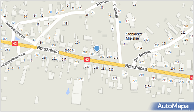 Radomsko, Brzeźnicka, 284, mapa Radomsko