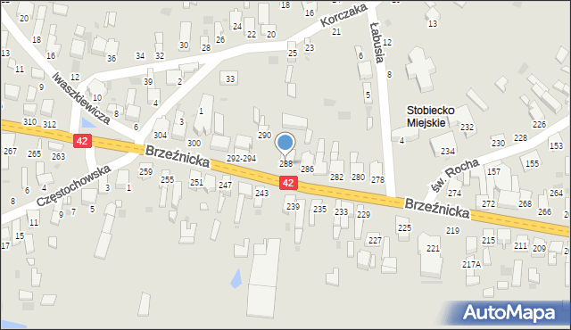 Radomsko, Brzeźnicka, 288, mapa Radomsko