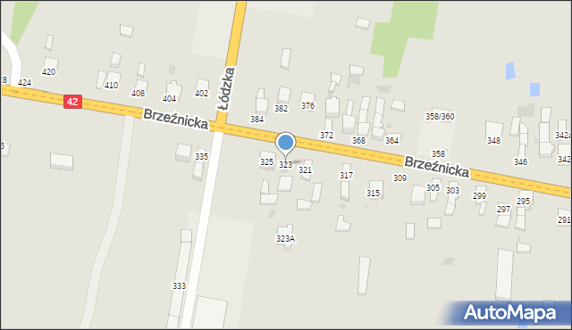 Radomsko, Brzeźnicka, 323, mapa Radomsko