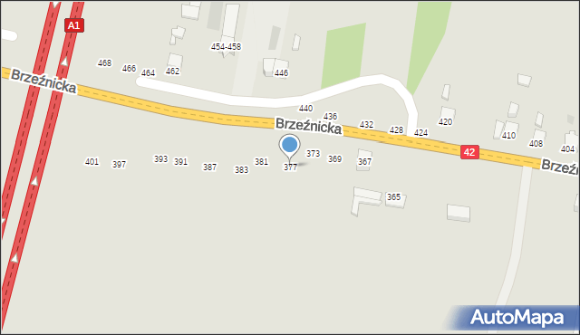 Radomsko, Brzeźnicka, 377, mapa Radomsko