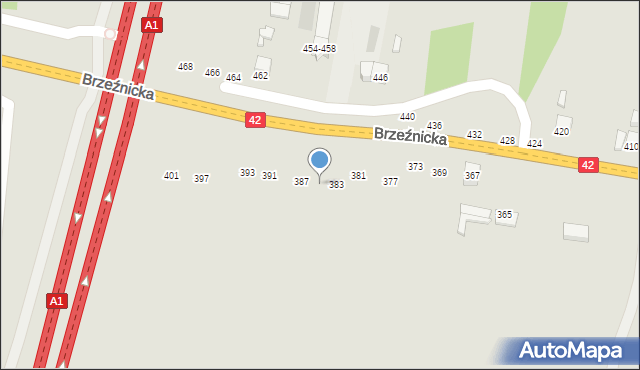 Radomsko, Brzeźnicka, 385, mapa Radomsko