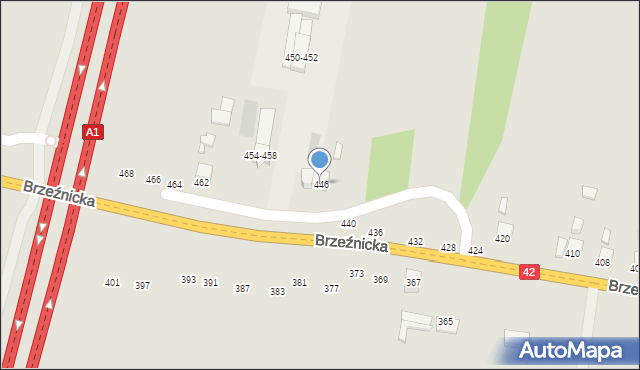 Radomsko, Brzeźnicka, 446, mapa Radomsko