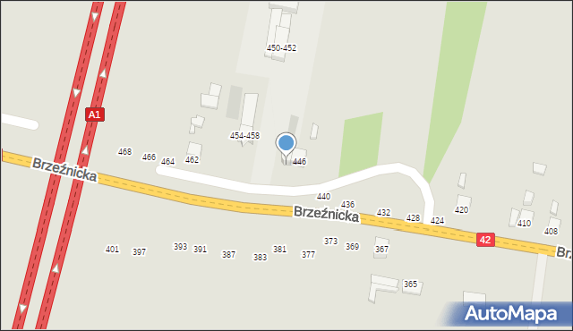 Radomsko, Brzeźnicka, 448, mapa Radomsko