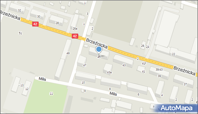 Radomsko, Brzeźnicka, 45, mapa Radomsko