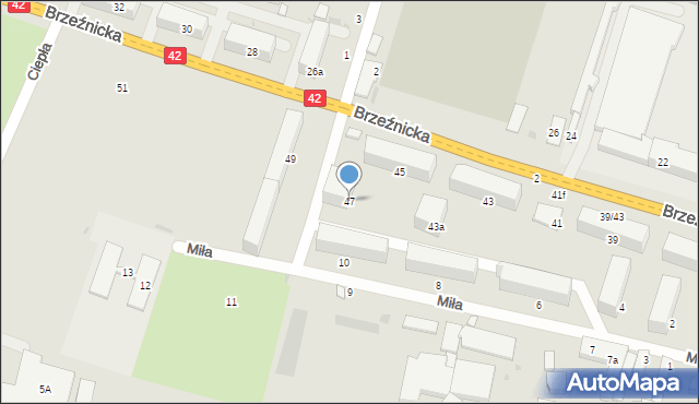 Radomsko, Brzeźnicka, 47, mapa Radomsko