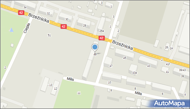 Radomsko, Brzeźnicka, 49, mapa Radomsko