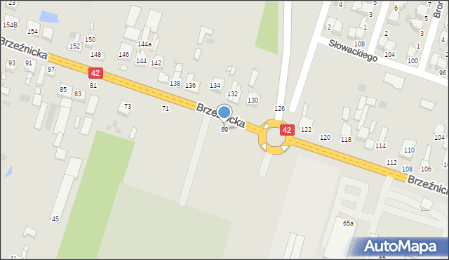 Radomsko, Brzeźnicka, 69, mapa Radomsko