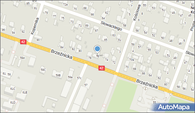 Radomsko, Brzeźnicka, 76, mapa Radomsko