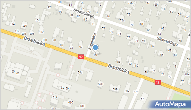 Radomsko, Brzeźnicka, 90, mapa Radomsko