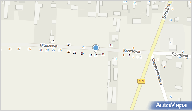 Radostków, Brzozowa, 15, mapa Radostków