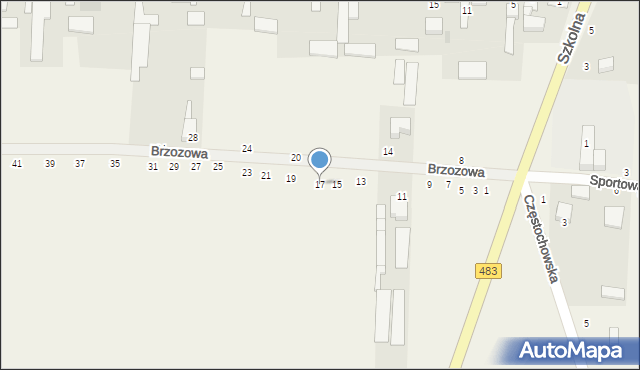 Radostków, Brzozowa, 17, mapa Radostków