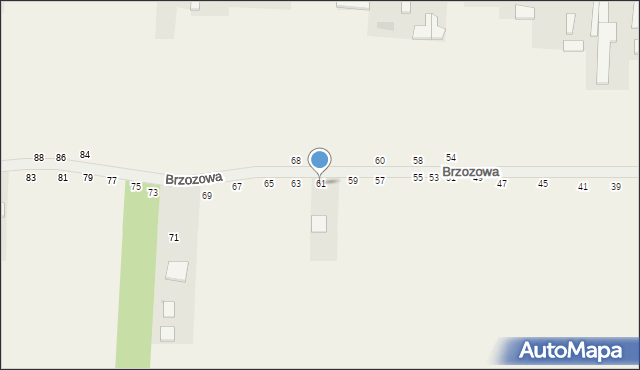Radostków, Brzozowa, 61, mapa Radostków