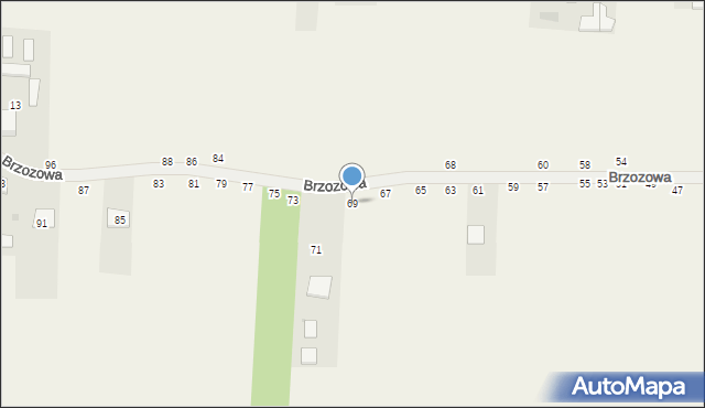 Radostków, Brzozowa, 69, mapa Radostków