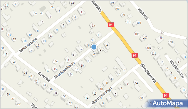 Radwanice, Broniewskiego, 6, mapa Radwanice