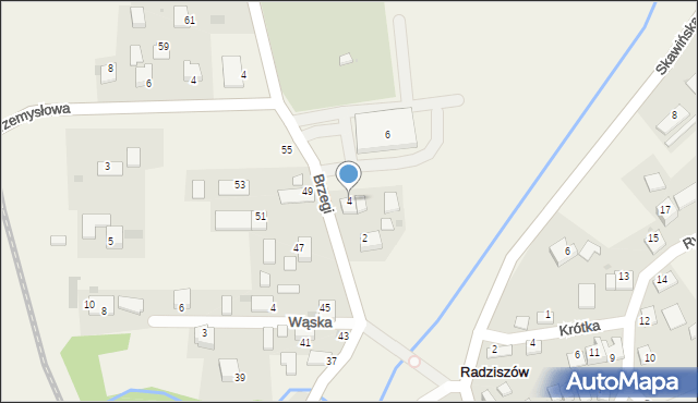 Radziszów, Brzegi, 4, mapa Radziszów