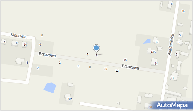 Rogów, Brzozowa, 9, mapa Rogów