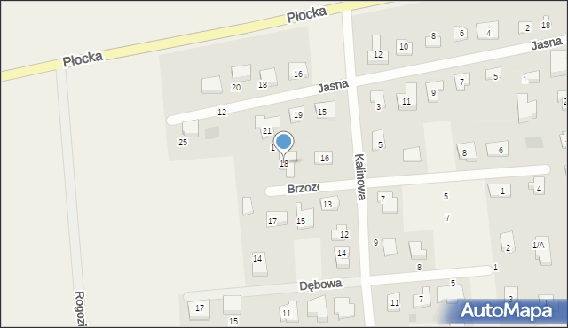 Rogozino, Brzozowa, 18, mapa Rogozino