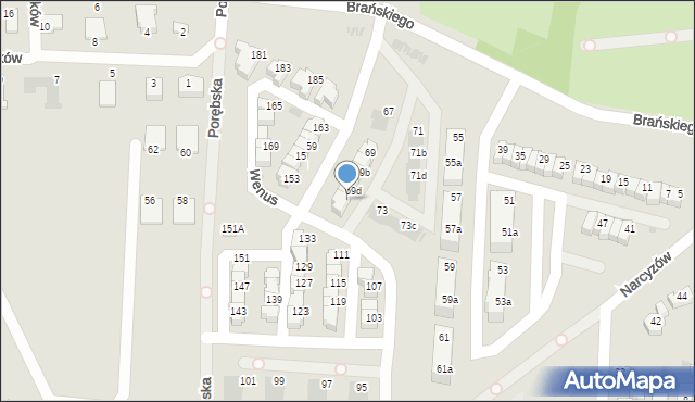 Ruda Śląska, Brańskiego Wiktora, 69e, mapa Rudy Śląskiej