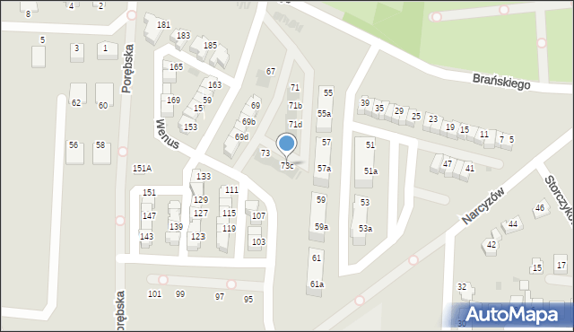 Ruda Śląska, Brańskiego Wiktora, 73c, mapa Rudy Śląskiej