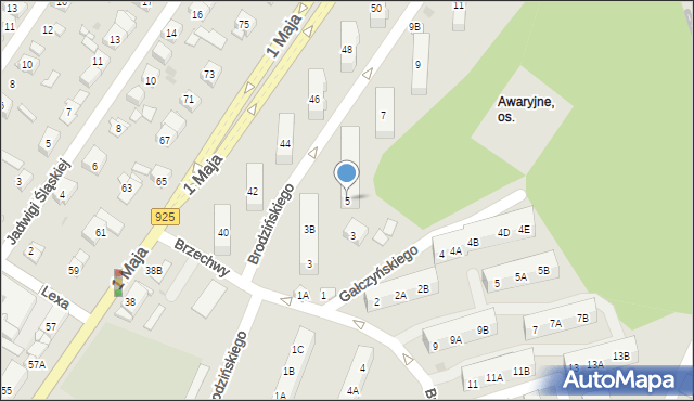 Ruda Śląska, Brodzińskiego Kazimierza, 5, mapa Rudy Śląskiej