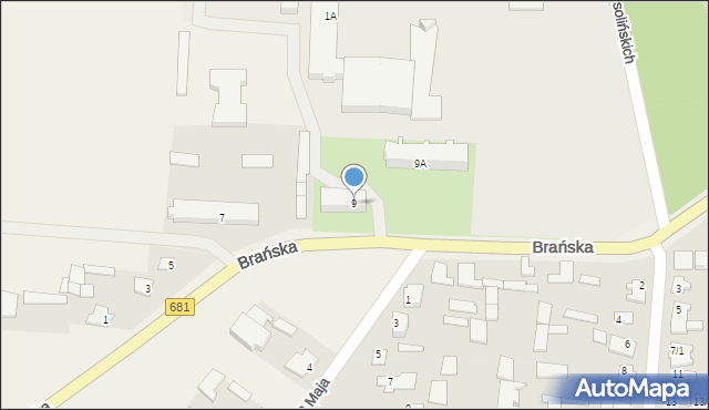 Rudka, Brańska, 9, mapa Rudka