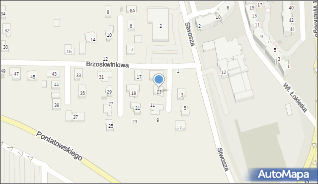 Ruszowice, Brzoskwiniowa, 13, mapa Ruszowice