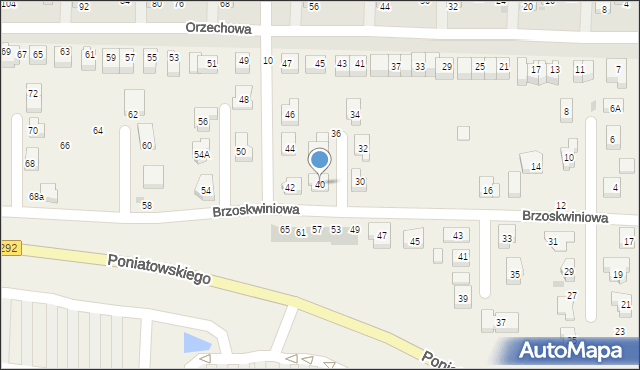 Ruszowice, Brzoskwiniowa, 40, mapa Ruszowice