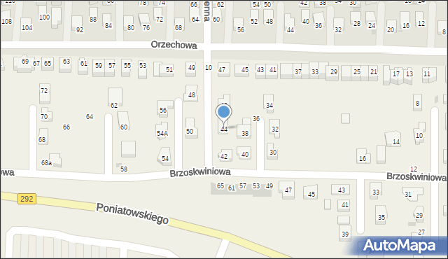 Ruszowice, Brzoskwiniowa, 44, mapa Ruszowice