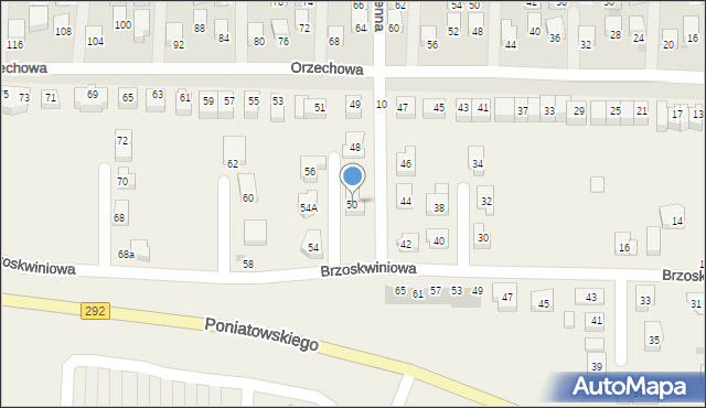 Ruszowice, Brzoskwiniowa, 50, mapa Ruszowice