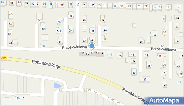 Ruszowice, Brzoskwiniowa, 57, mapa Ruszowice