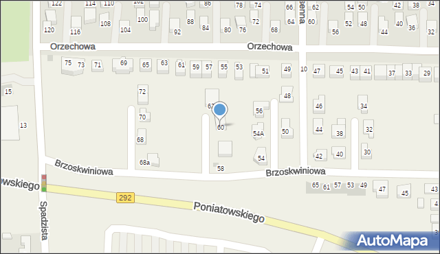 Ruszowice, Brzoskwiniowa, 60, mapa Ruszowice