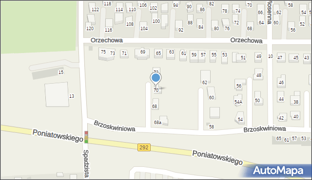 Ruszowice, Brzoskwiniowa, 70, mapa Ruszowice