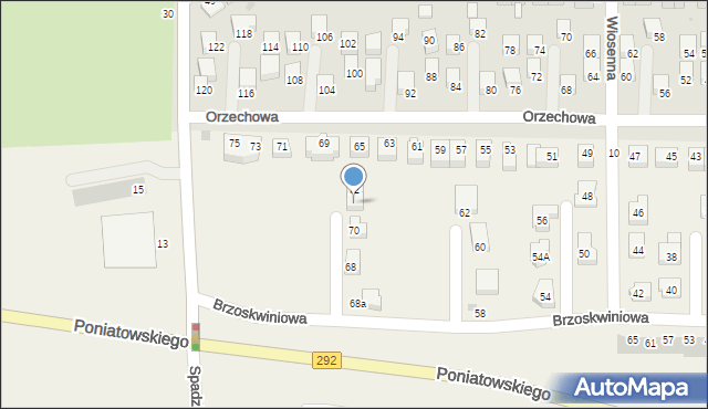 Ruszowice, Brzoskwiniowa, 74, mapa Ruszowice