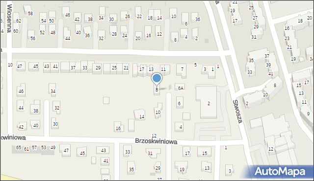 Ruszowice, Brzoskwiniowa, 8, mapa Ruszowice